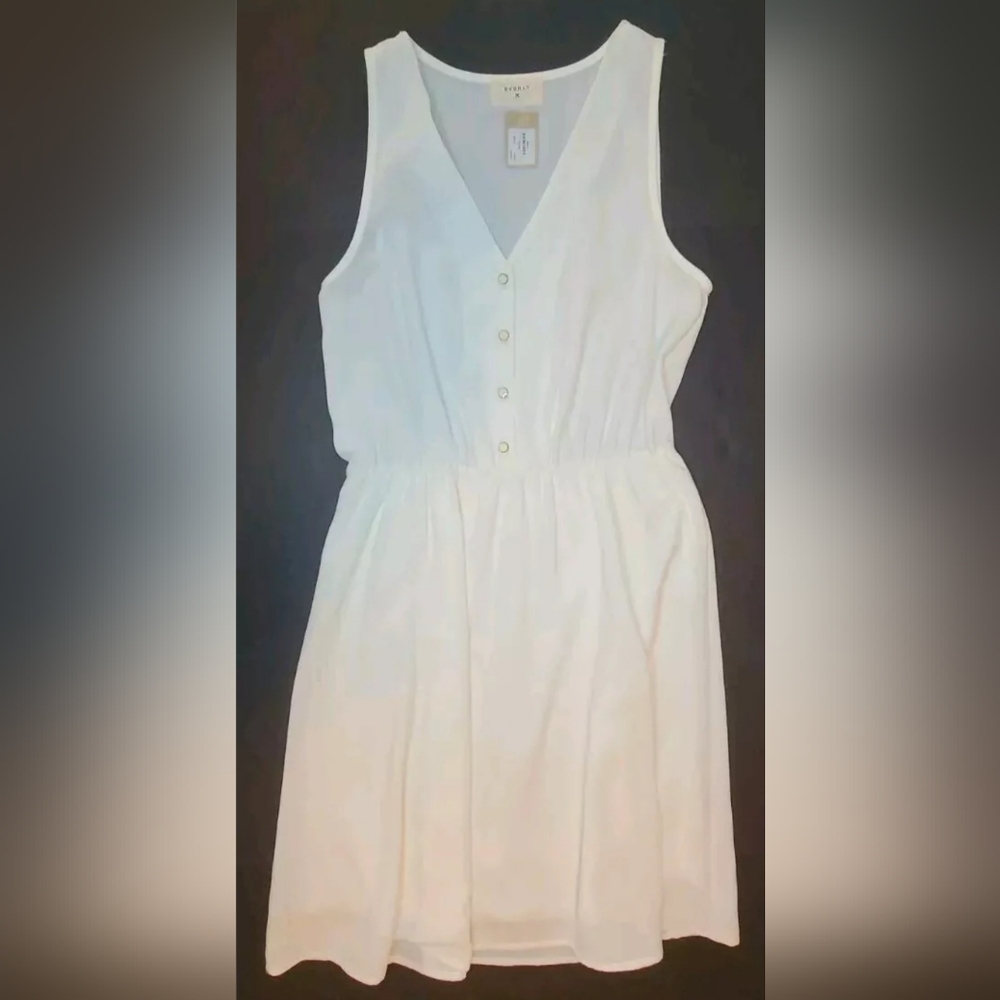 NWT Everly Anthropologie Fit and Flare White Tank Mini Dress Size Small